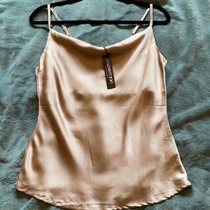 Satin cowl neck cami top small